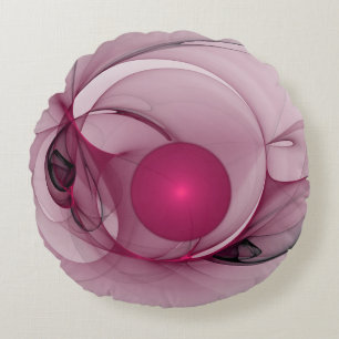 Swingende Fractal, Moderne Abstracte Bes Pink Kuns Rond Kussen