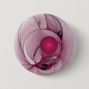 Swingende Fractal, Moderne Abstracte Bes Pink Kuns Ronde Button 5,7 Cm