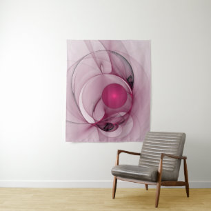 Swingende Fractal, Moderne Abstracte Bes Pink Kuns Wandkleed