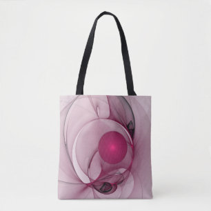 Swingende Fractal, Moderne Abstracte Bes Roze Kuns Draagtas