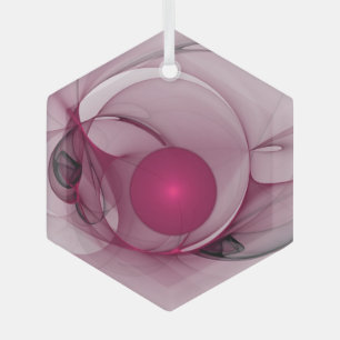 Swingende Fractal, Moderne Abstracte Bes Roze Kuns Glas Ornament