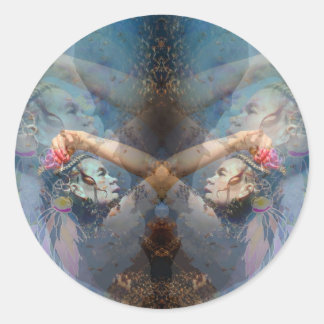 Swingende gevederde lantaarns ronde sticker