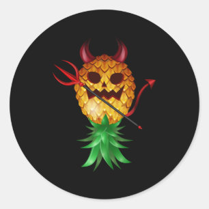 Swinger Ondersteboven Bad Ananas Duivel Hoorn Hall Ronde Sticker