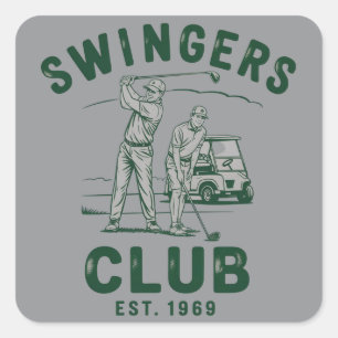Swingers Club Grappig Sarcasme Golfen Golfer Vierkante Sticker