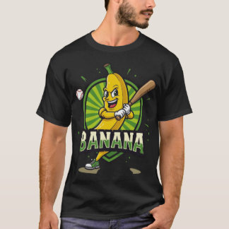 Swinging Banana Mascot Logo - Grappig Honkbal T-shirt