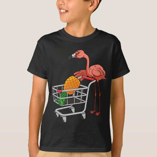 Swinging Flamingo Pushing Winkelwagen met Pinea T-shirt (Voorkant)