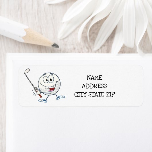 "SWINGING GOLFER CARTOON" ETIKET (Insitu)