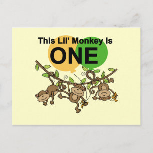 Swinging Monkeys 1e Verjaardag t shirten en gesche Briefkaart