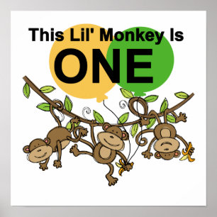 Swinging Monkeys 1e Verjaardag t shirten en gesche Poster