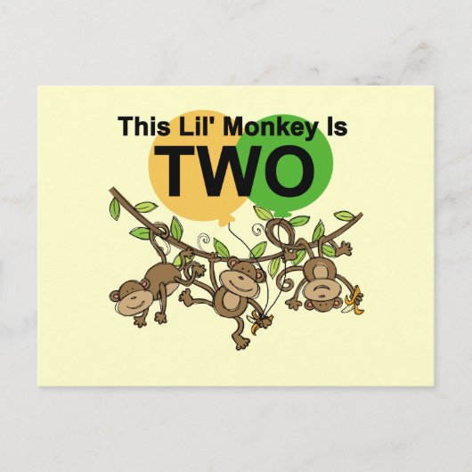 Swinging Monkeys 2e Verjaardag T-shirts en geschen Briefkaart (Voorkant)