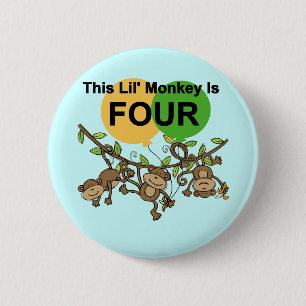 Swinging Monkeys 4e Verjaardag Tshirts en geschenk Ronde Button 5,7 Cm