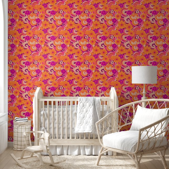 Swinging sixties flower power behang (Kinderen)