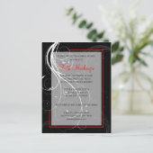 Swirl Black en Red Wedding Shower Uitnodiging (Staand voorkant)