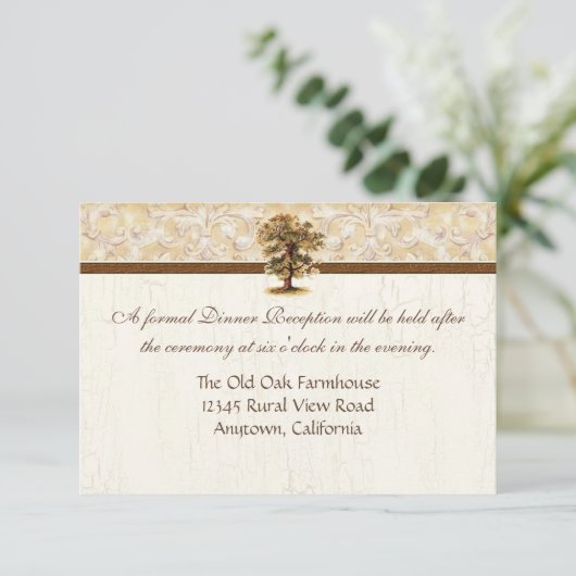 Swirl boomwortels Verouderde Perkament Bruiloft Kaart (Staand voorkant)