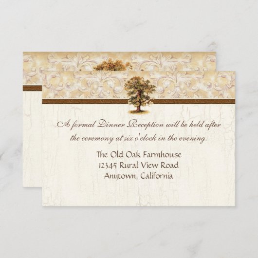 Swirl boomwortels Verouderde Perkament Bruiloft Kaart (Voorkant / Achterkant)