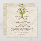 Swirl boomwortels Verouderde Perkament Bruiloft Kaart (Voorkant / Achterkant)