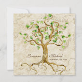 Swirl boomwortels Verouderde Perkament Bruiloft Kaart (Achterkant)