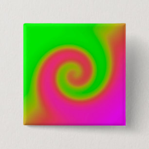 Swirl Green Roze Vierkante Button 5,1 Cm