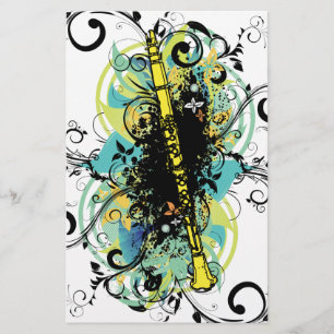 Swirl Grunge Clarinet Briefpapier
