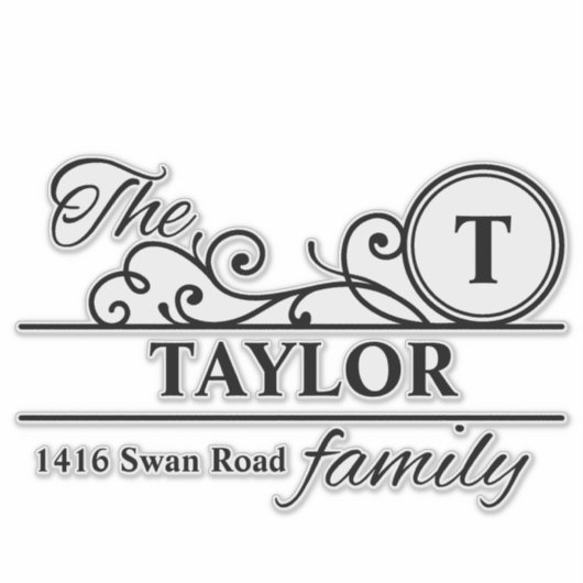 Swirl Initiaal gepersonaliseerde familie Mailbox S Sticker (Voorkant)