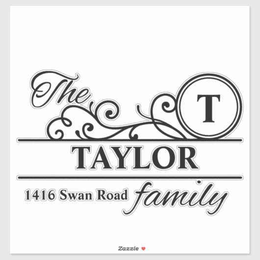 Swirl Initiaal gepersonaliseerde familie Mailbox S Sticker (Vel)