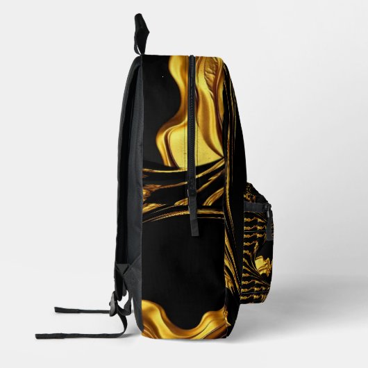 Swirl Liquid Gold Black Monochrome Christian Achem Bedrukte Rugzak (Links)