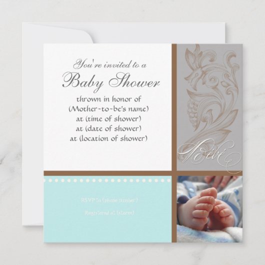 Swirl moderne n Polka Dot - Invitation de douche p (Devant)