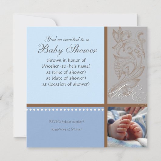 Swirl moderne n Polka Dot - Invitation de douche p (Devant)