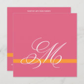 Swirl Monogram Wedding Invitaties Roze Kaart (Voorkant / Achterkant)
