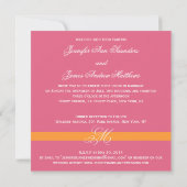 Swirl Monogram Wedding Invitaties Roze Kaart (Achterkant)