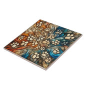 Swirl nieuwsgierig abstract canine hond poot print tegeltje (Zijkant)