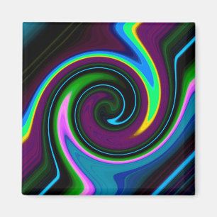 Swirl Retro Blue Magneet