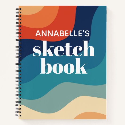 Swirl Retro Waves Rainbow Sketchbook Notitieboek (Voorkant)