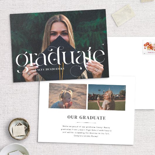 Swirl Serif Faire-part de graduation photo moderne