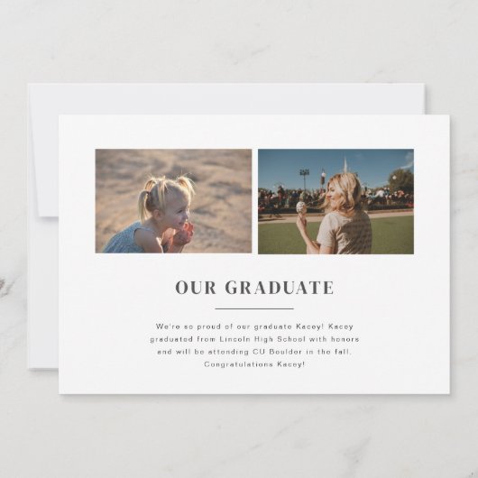 Swirl Serif Faire-part de graduation photo moderne (Dos)