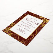 Swirl Snowflake Lijst Rood Goud Kerstfeest Folie Uitnodiging (Gedraaid)