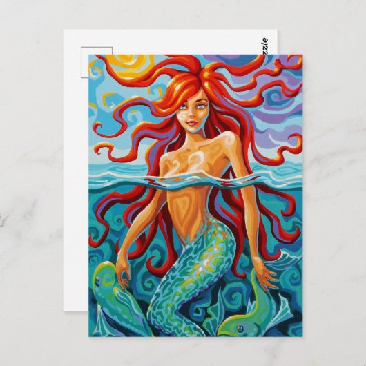 Swirl Spirl Carte postale Sirène Ocean Fish Beach (Devant / Derrière)