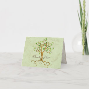 Swirl Tree Roots Antiqued Sage Thank You Note Card Bedankkaart