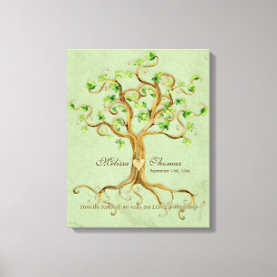 Swirl Tree Roots Antiqued Sage Wedding Gift Art Canvas Afdruk