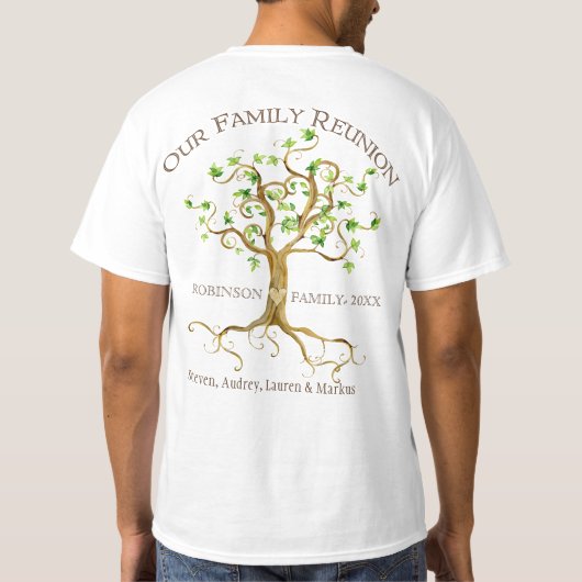 SWirl Tree Roots personaliseren gezinshereniging G T-shirt (Achterkant)