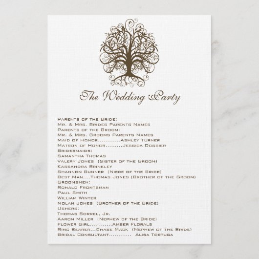 Swirl Tree Wedding Program Programma (Achterkant)