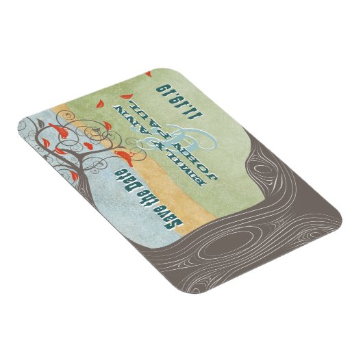 Swirl Tree Wood Tortelduifjes Grain Save the Date Magneet (Rechterzijde)