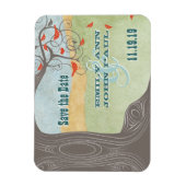 Swirl Tree Wood Tortelduifjes Grain Save the Date Magneet (Verticaal)