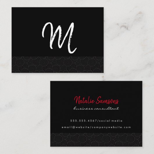 Swirl-trim monogram visitekaartje (Voorkant / Achterkant)