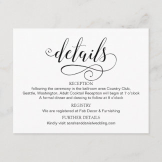 Swirl Typographie Détails du Mariage Carte de boît
