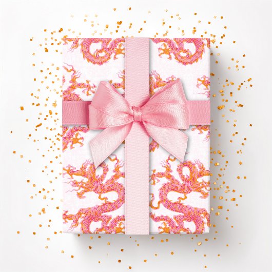 Swirling Dragon in Pink and Orange Cadeaupapier