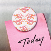 Swirling Dragon in Pink and Orange Magnet Magneet