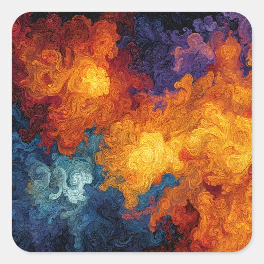 Swirling Elemental Nebula Abstract Vierkante Sticker (Voorkant)