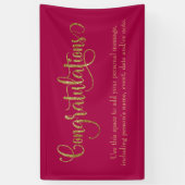 Swirling Gold Glitter Gefeliciteerd Raspberry Spandoek (Verticaal)