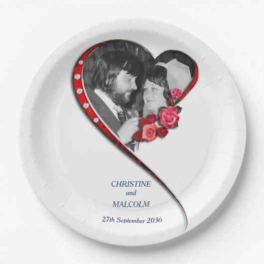 Swirling hart bruiloft papieren bordje (Voorkant)